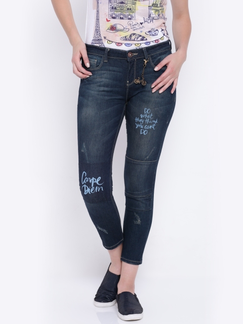 

Jealous 21 Women Blue Slim Fit Low Distress Stretchable Jeans