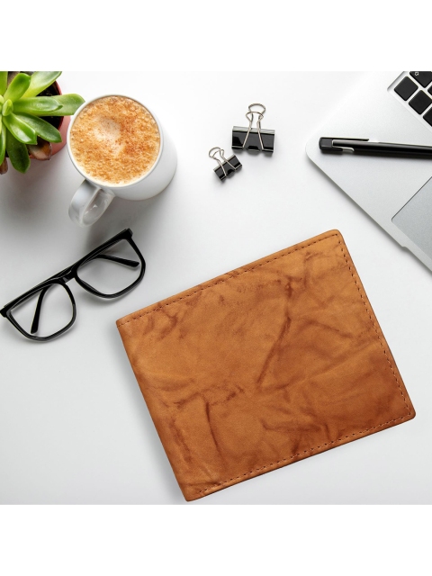 

TEAM 11 Men Tan Leather Two Fold Wallet