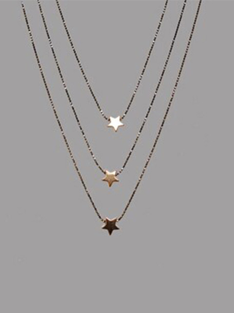 

ANNA CREATIONS Gold-Toned Gold-Plated 3 Layered Necklace