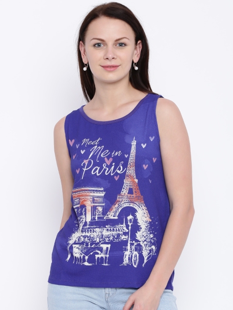 

Jealous 21 Women Navy Blue Printed High-Low Top