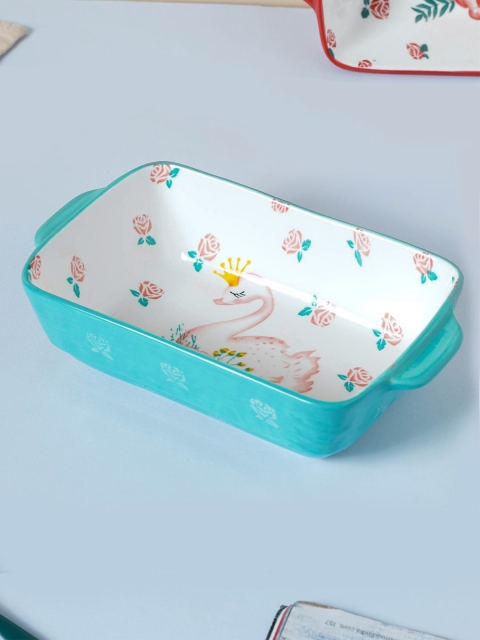 

Nestasia White & Blue Printed Swan Baking Pan