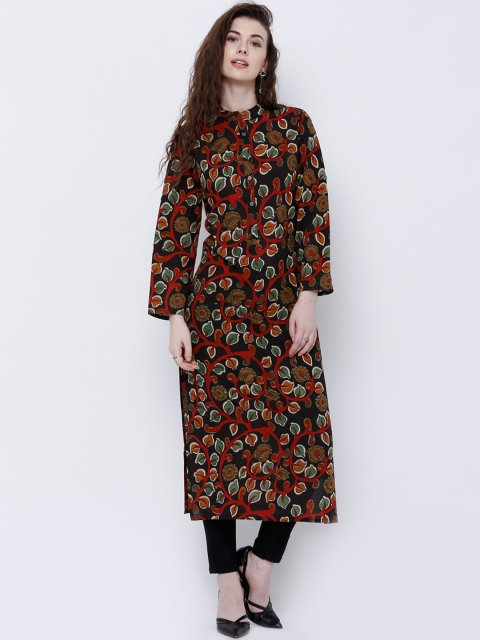 

Vishudh Women Black & Red Printed Straight Kurta