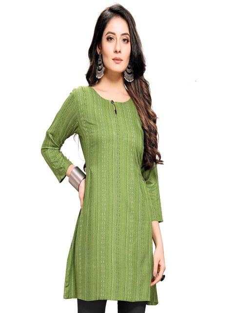 

Shiv Textiles Green Ethnic Motifs Printed Kurti