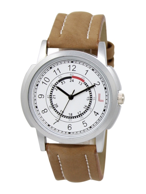 

FERRIZZO Men White Embellished Dial & Brown Straps Analogue Watch