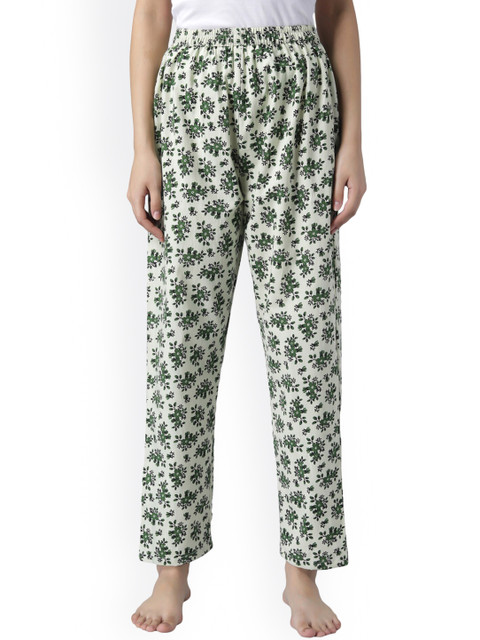 

Shararat Women Green Printed Cotton Lounge Pants