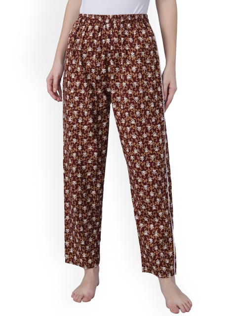 

Shararat Women Brown & Mustard Yellow Printed Cotton Lounge Pants