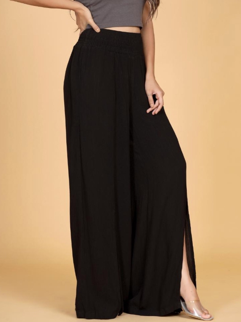 

WESTIFIED Women Black Flared Knitted Palazzos