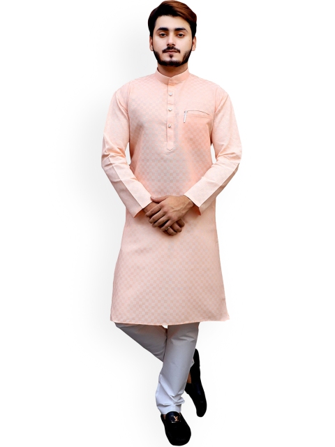 

Tibra Collection Men Peach-Coloured Pure Cotton Kurta with Pyjamas