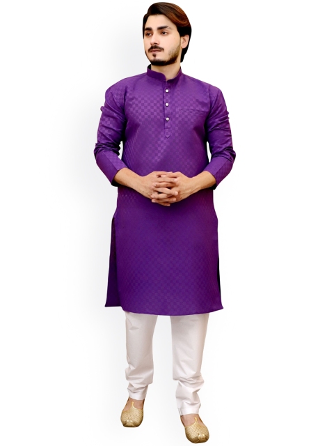 

Tibra Collection Men Purple Pure Cotton Kurta with Pyjamas