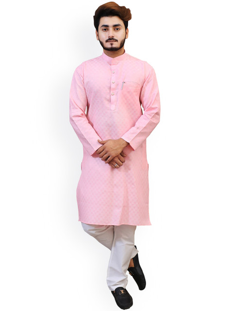 

Tibra Collection Men Pink Pure Cotton Kurta with Salwar