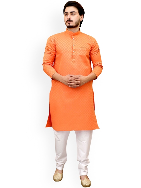 

Tibra Collection Men Orange Pure Cotton Kurta with Pyjamas