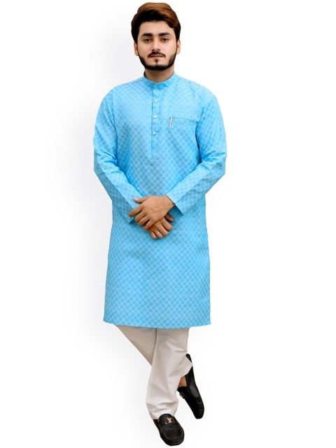 

Tibra Collection Men Embroidered Pure Cotton Kurta with Pyjamas, Blue