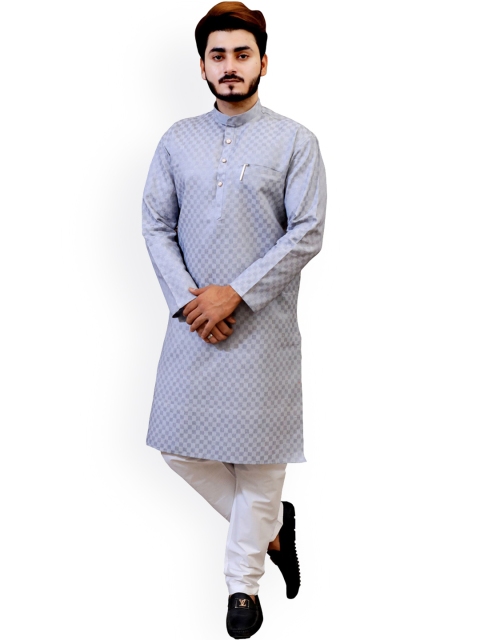 

Tibra Collection Men Grey Pure Cotton Kurta with Pyjamas