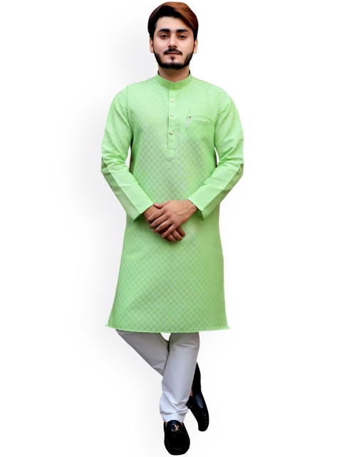 

Tibra Collection Men Green Printed Pure Cotton Kurta with Pyjamas