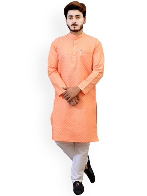 

Tibra Collection Men Orange Pure Cotton Kurta with Pyjamas