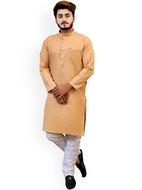 

Tibra Collection Men's Beige Embroidered Pure Cotton Kurta With Pyjamas