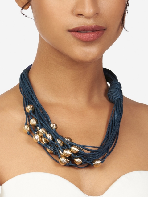 

Ahaanya Gold-Toned & Blue Brass Gold-Plated Bohemian Necklace