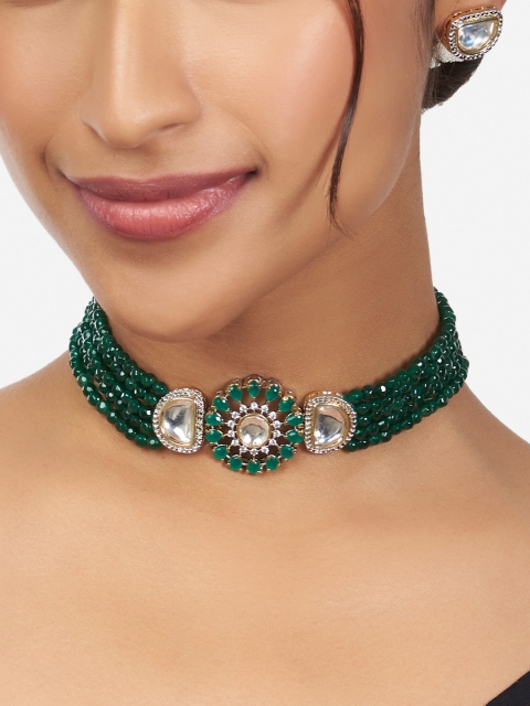 

Ahaanya Gold-Toned & White Brass Gold-Plated Antique Necklace