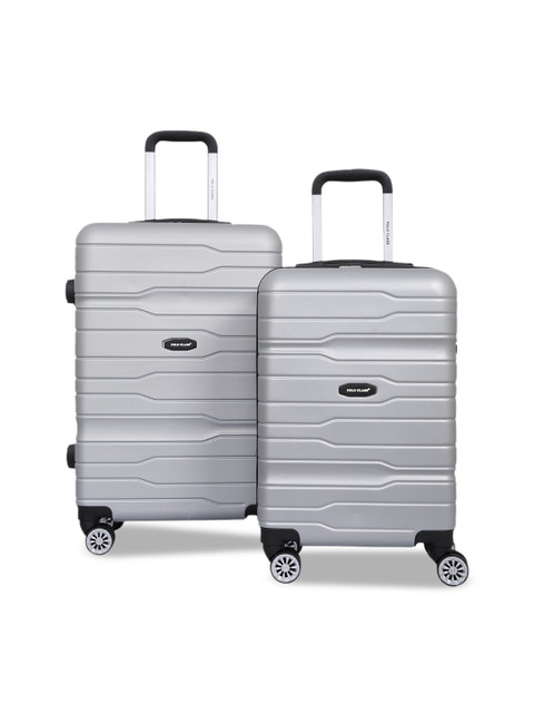 

Polo Class Set of 2 Silver-Coloured Textured Hard Sided Cabin Trolley Suitcases