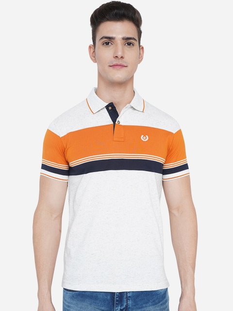 

Greenfibre Men White Colourblocked Polo Collar Slim Fit T-shirt