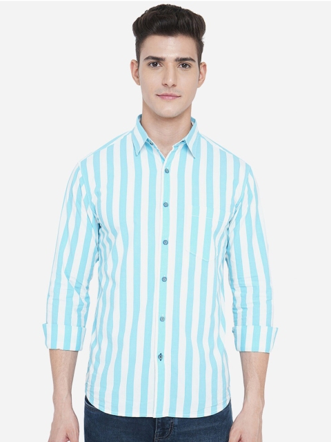 

Greenfibre Men Blue Slim Fit Striped Casual Shirt