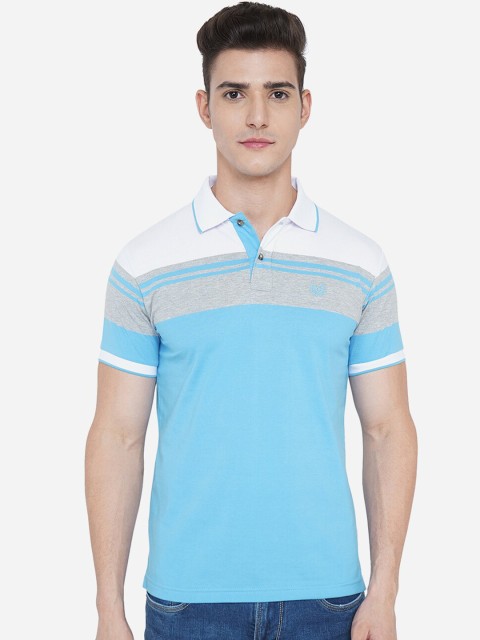 

Greenfibre Men Blue Colourblocked Polo Collar Slim Fit T-shirt