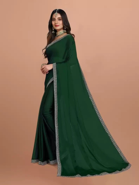 

NPLASH FASHION Green & White Zari Silk Cotton Ready to Wear Mysore Silk Saree