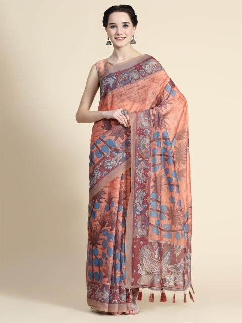 

KALANANDI Orange & Brown Kalamkari Saree
