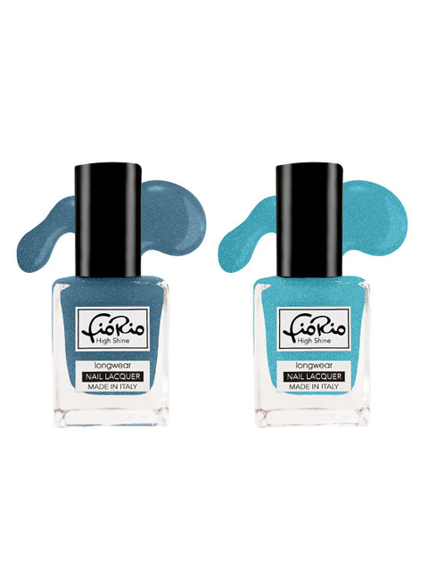 

FioRio Set of 2 High Shine Long Lasting Nail Lacquer -11 ml Each, Blue
