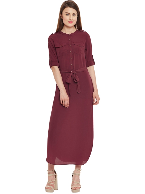 

Kazo Women Maroon Solid Maxi Dress