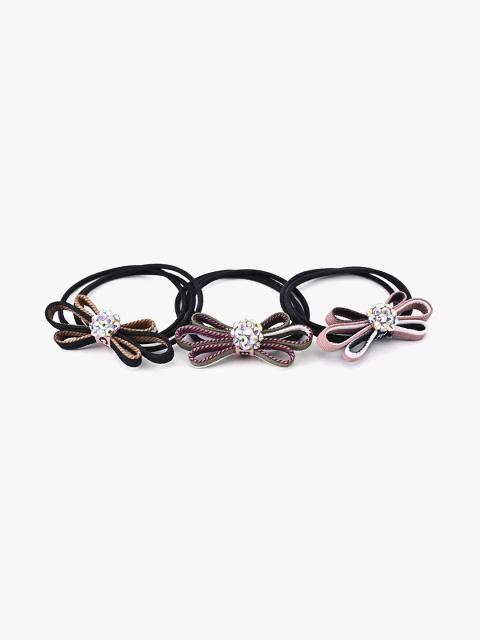 

BuckleUp Women Black & Pink Set of 3 Ponytail Holders