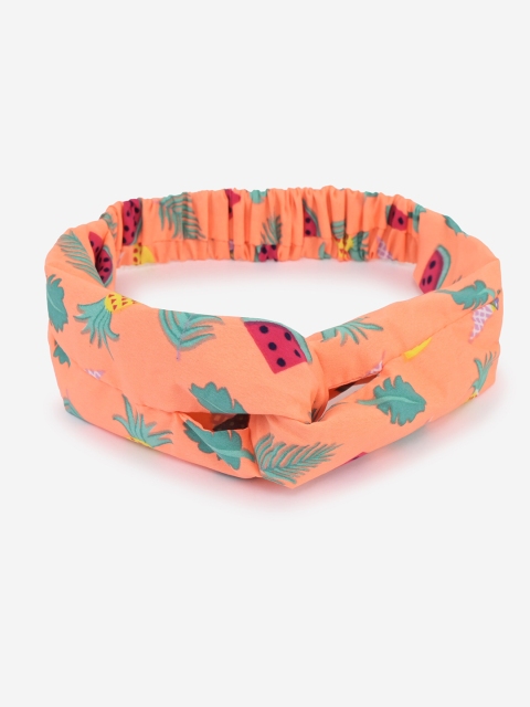 

BuckleUp Women Orange & Green Printed Hairband