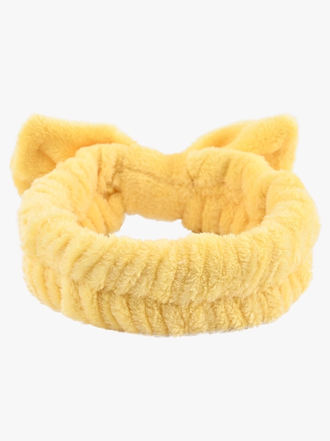 

BuckleUp Women Yellow & White Solid Fur Hairband