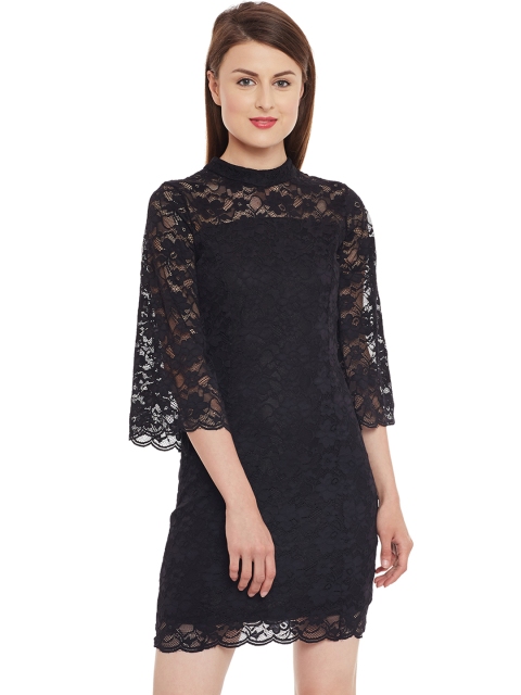

Kazo Women Black Lace Sheath Dress
