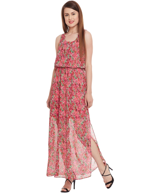 

Kazo Women Pink Georgette Printed Maxi Dress