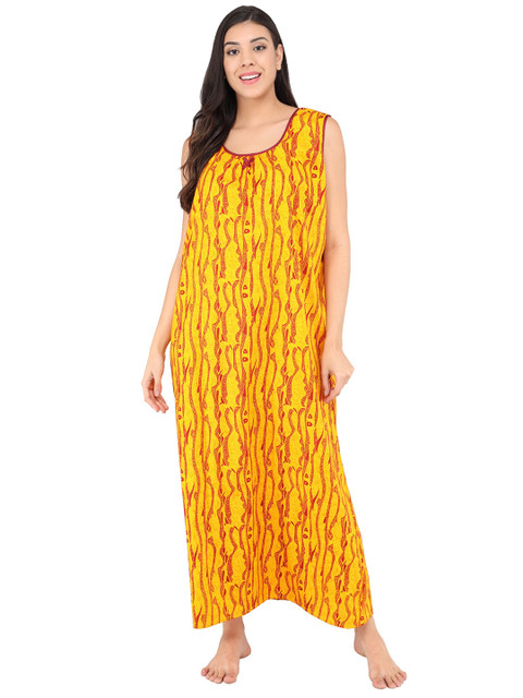 

Shararat Yellow Printed Maxi Nightdress