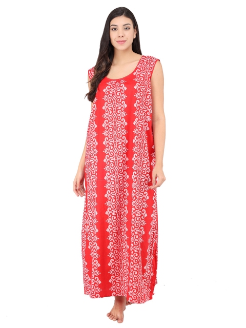 

Shararat Women Red Printed Pure Cotton Maxi Nightdress