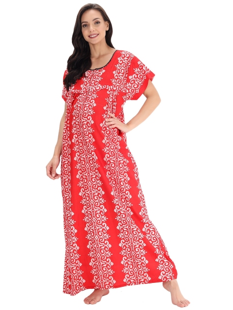 

Shararat Red Printed Maxi Nightdress