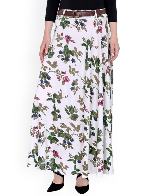 

Ira Soleil Women White Floral Printed Maxi Skirt