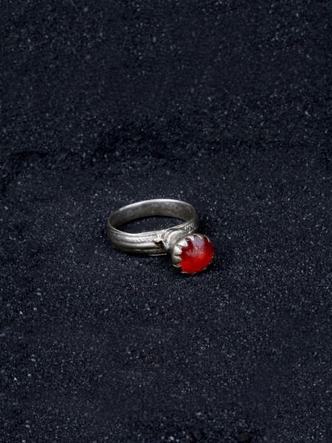 

SANGEETA BOOCHRA Silver Coloured Red CZ Studded Afghan Finger Ring
