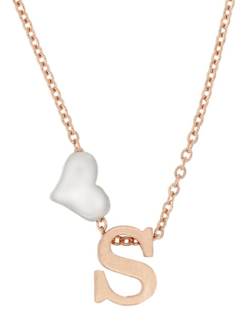 

ANAYRA Women Rose-Gold Plated & Silver-Toned Heart Pendant with Link Chain