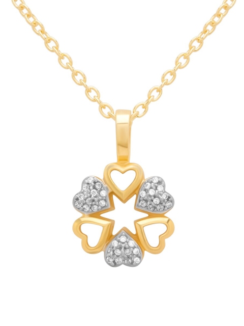 

ANAYRA 925 Sterling Silver White & Gold-toned Heart Shape Pendant With Chain