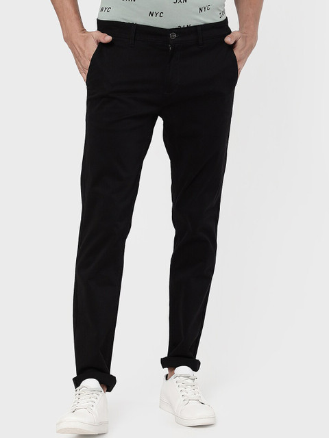 

R&B Men Black Slim Fit Trousers