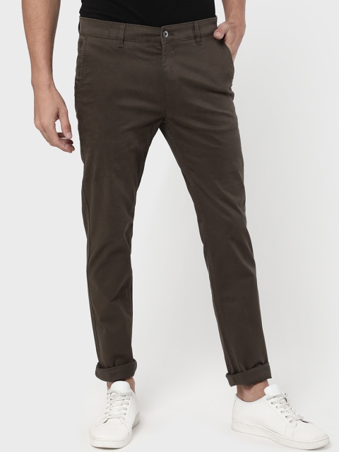 

R&B Men Olive Green Slim Fit Chinos Trousers