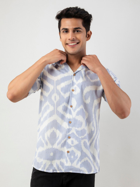 

Firangi Yarn Men Lavender Cotton Classic Floral Printed Casual Collar Shirt