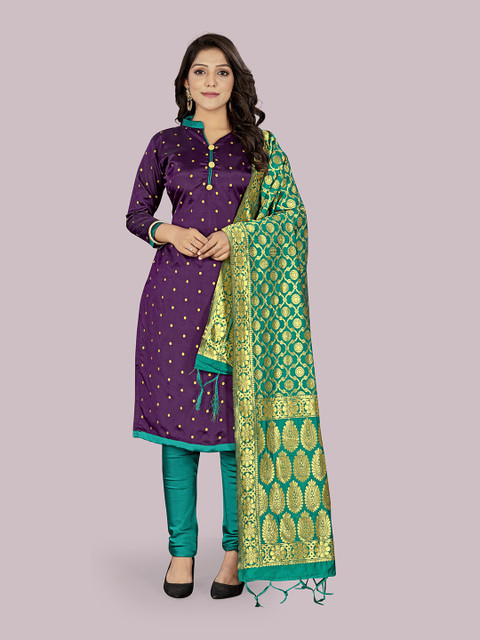 

SHADOW & SAINING Purple & Green Unstitched Dress Material