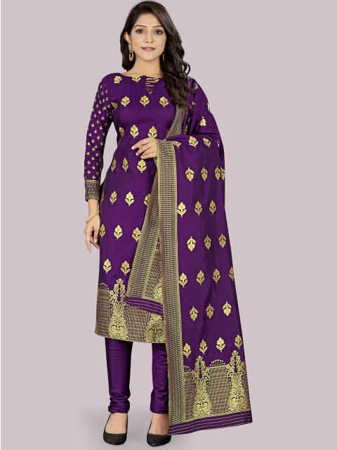 

SHADOW & SAINING Women Purple & Gold-Toned Unstitched Dress Material