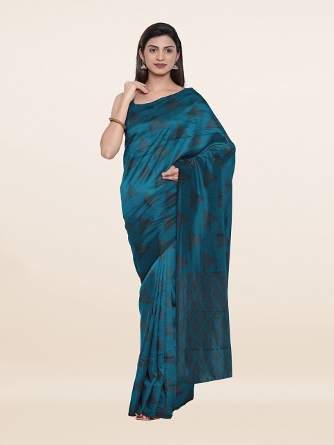 

Pothys Blue & Gold-Toned Woven Design Zari Saree