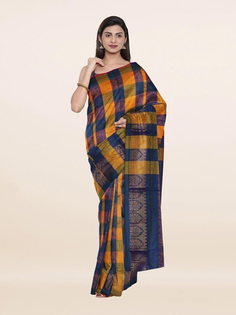 

Pothys Yellow & Blue Woven Design Zari Saree