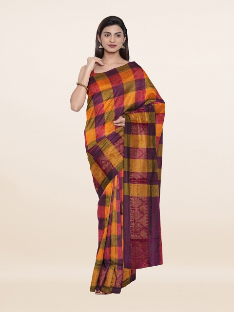 

Pothys Purple & Pink Checked Zari Saree